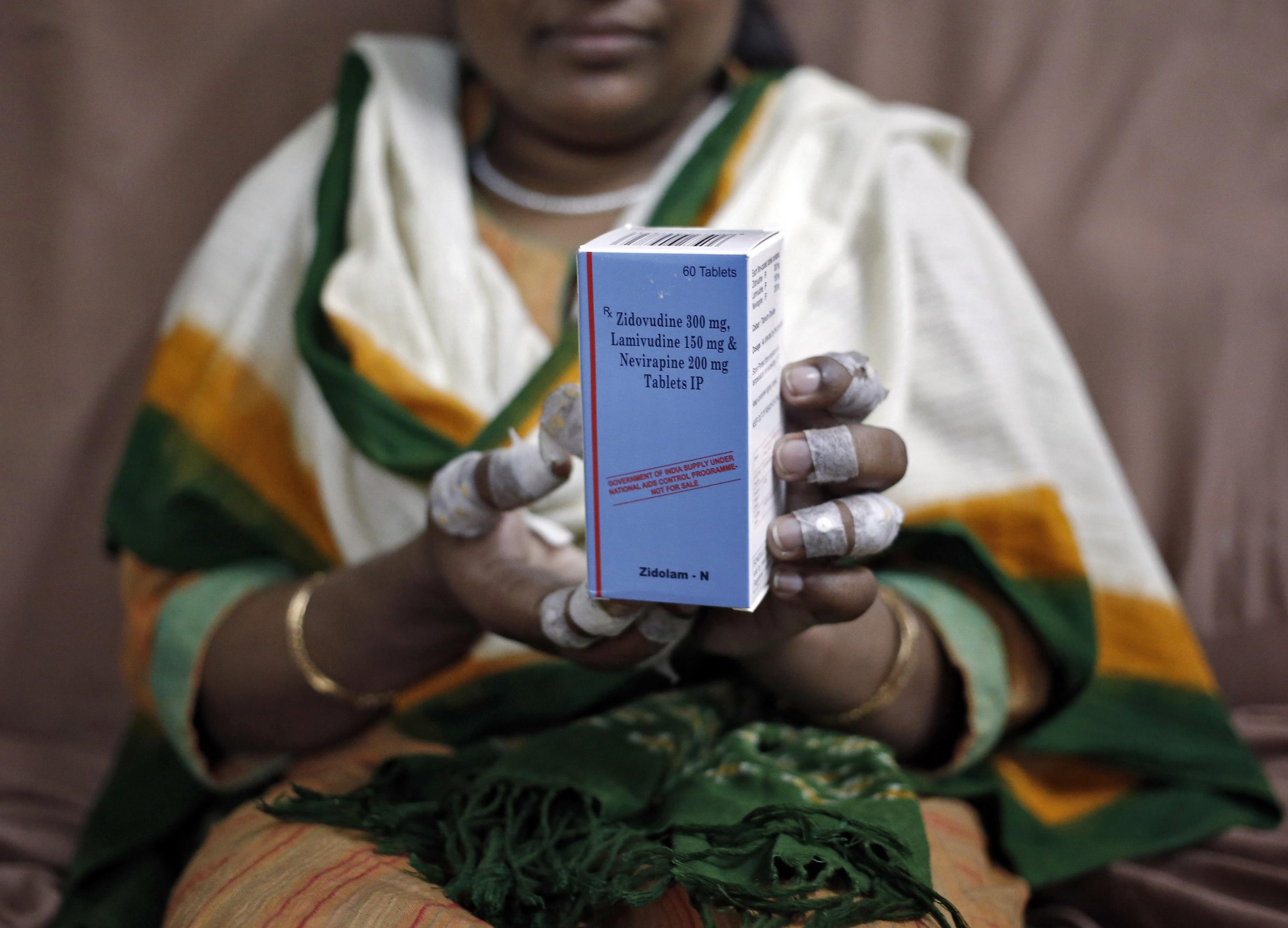 Poor woman with opioid pill in India